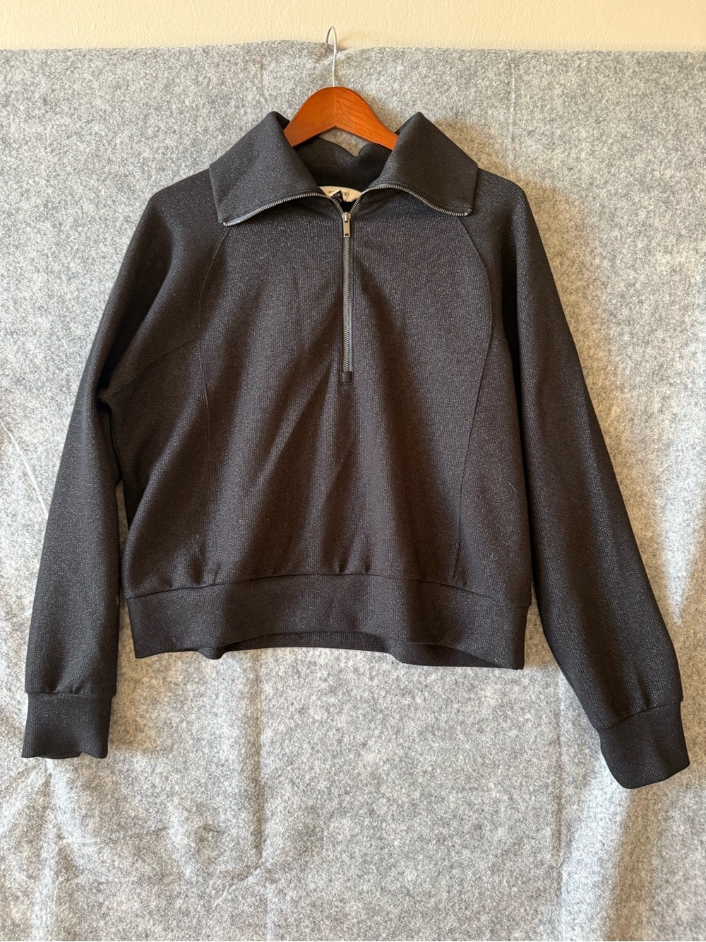 Spanx AirEssentials Shine Black Half-Zip Sweater-L
